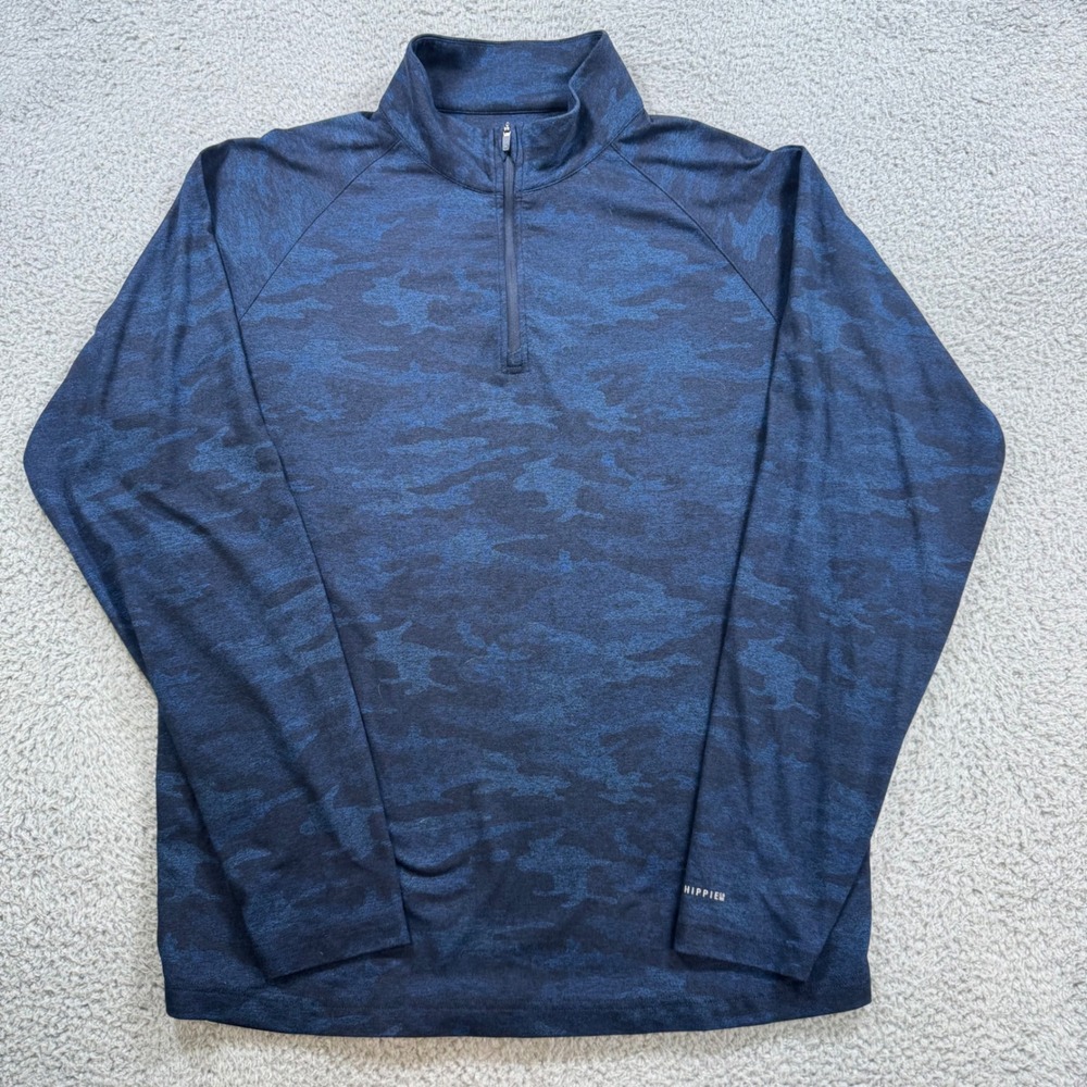 Fish Hippie Co Mens Blue Camo Quarter Zip‎ Long Sleeve Pullover Shirt Size M